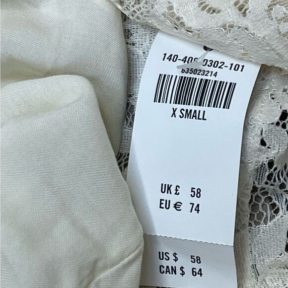 NWT Abercrombie & Fitch Cream Lace Blouse Sz XS Feminine Sheer Layered Tie Back - Picture 6 of 7